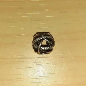 Silver Pandora Charm with Rhinestone Accents